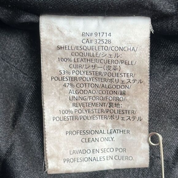 Armani Exchange Charcoal Leather Suede Moto Bomber Jacket Fur Collar Satin Back - Picture 14 of 15